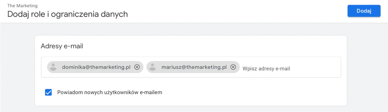 rodzaje uprawnień w Google Analytics