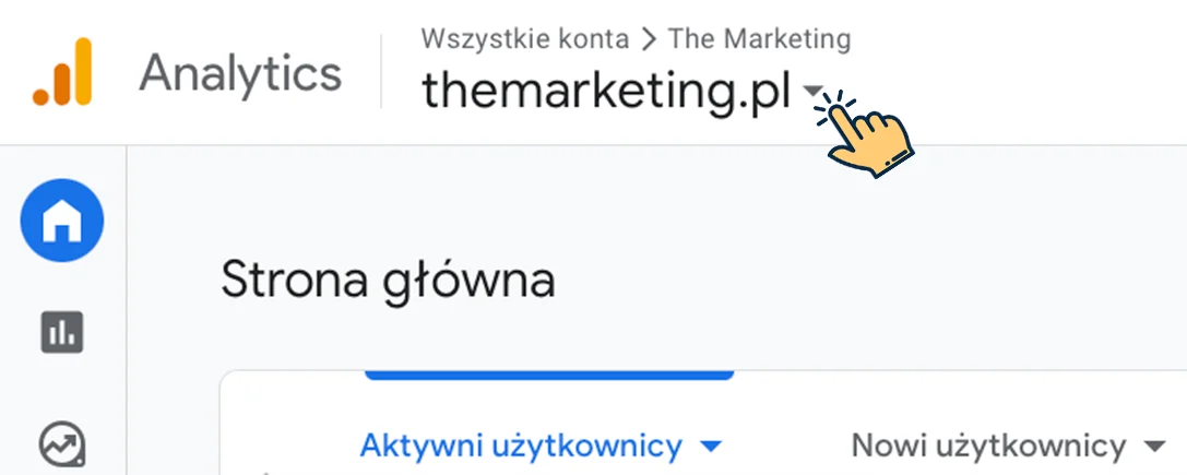 wybierz konto Google Analytics