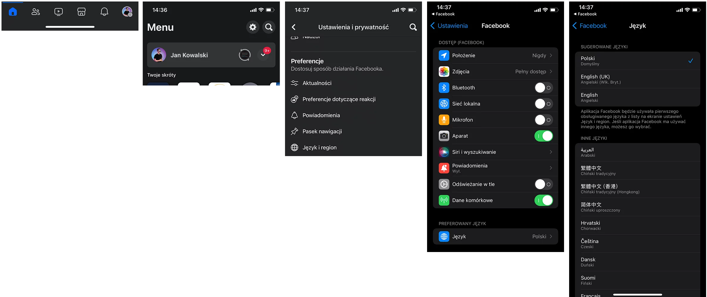 Jak zmienić język Facebooka na telefonie?